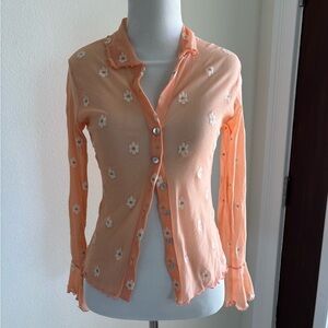 Petit Pois Sheer Floral Button Up Size Small